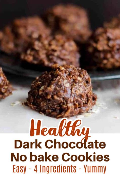 Healthy Vegan Dessert, Chocolate No Bake, Healthy No Bake Cookies, Chocolate No Bake Cookies, Healthy Dark Chocolate, Bread Keto, Cookies Healthy, Dark Chocolate Cookies, Baking Recipes Cookies