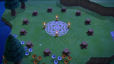 Witchy Forest, Summoning Circle, Acnh Paths, November Ideas, Path Design, The Ritual, Circle Rug, Magic Circle, Animal Crossing Qr