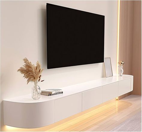 Amazon.com: Wall Mounted White Tv Cabinet, Wooden TV Stand with Drawers & Door, Media Console Shelf Cabinet, Floating TV Storage Cabinet, Entertainment Center for Living Room, Bedroom (Size : 220x32x25cm) : Home & Kitchen Tv Unit With Fridge Storage, Wall Mounted Entertainment Unit, Tv Storage Cabinet, Tv Shelf Design, Wall Mounted Tv Console, Cabinet Entertainment Center, Bedroom Tv Cabinet, Tv Cabinet Wall Design, Tv Console Design