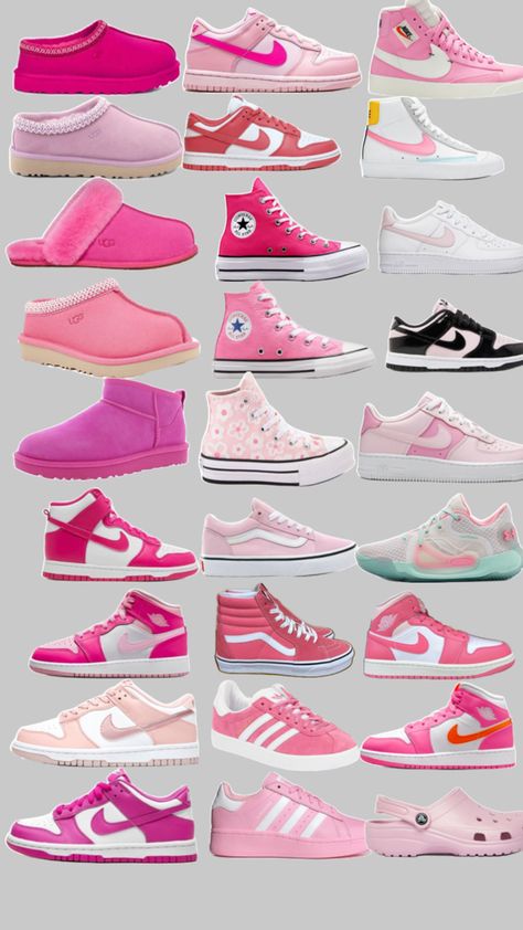 Cute Preppy Shoes, Shoes In Style, Pink Outfit Ideas, Nike Shoes Women Fashion, Pink Nike Shoes, Pretty Sneakers, Shoes For School, Trendy Shoes Sneakers