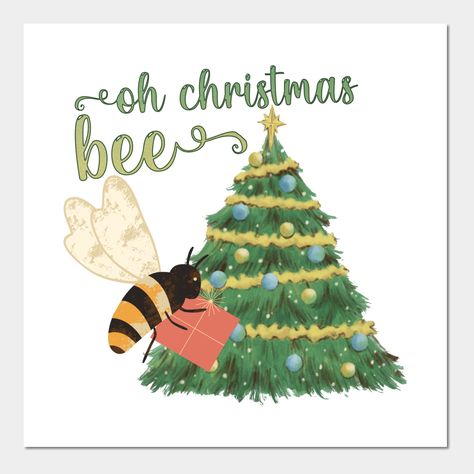 Christmas Bees, Christmas Bee, Bee Christmas, Bee Decorations, Bee Quotes, Dtf Designs, Christmas Posters, Bumble Bee Art, Bee Printables