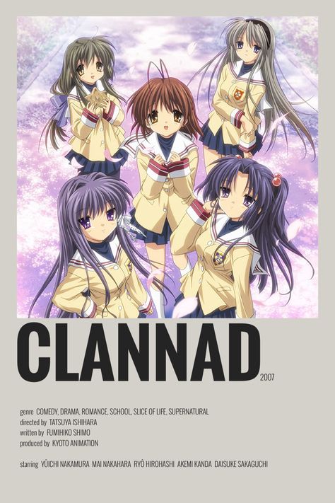 clannad minimalist/alternative anime poster Anime Room Posters, Anime Wall Ideas, Yuichi Nakamura, Clannad Anime, Anime Watchlist, Anime Wall Decor, Minimalistic Posters, Small Room Organization, Drama Anime