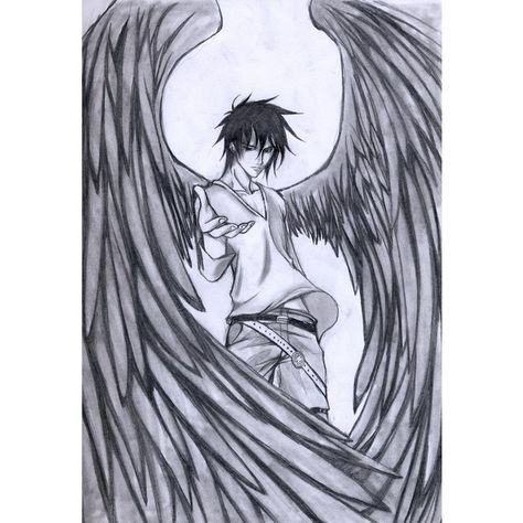 Anime Boys ❤ liked on Polyvore featuring anime Angel Drawings, Angel Sketch, Gothic Drawings, Male Angel, Couple Drawing, Wings Drawing, Angel Wallpaper, Angel Drawing, Art Kawaii