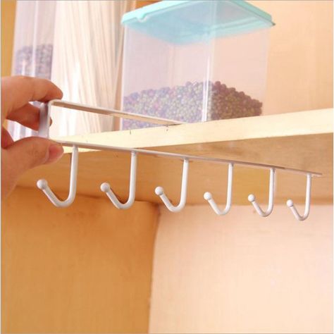 Ccdes Kitchen Storage Rack Cupboard Shelf Hooks, Hanging Hook Wardrobe Organizer Cup Holder Multifunctional Utensil Rack Placard Design, Organiser Cucina, Utensil Rack, Shelf Hooks, Cupboard Shelves, Kitchen Storage Rack, Hanger Rack, Closet Shelves, Wardrobe Storage