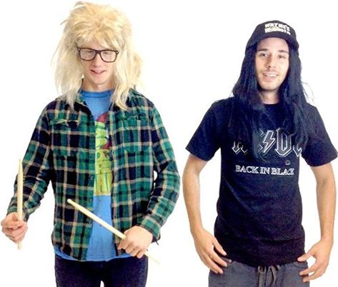 Waynes World Costume, Wayne And Garth, Two Person Halloween Costumes, Waynes World Hat, Nerdy Glasses, Tv Store, Wayne's World, Vampire Costume, Halloween Costumes For Couples