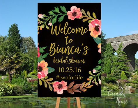 Printable Bridal Shower Welcome Sign, Floral Bridal shower sign, Chalkboard Gold and Blush decorations, Bridal Shower decor, BSWS39 by OccasionHouse on Etsy Bridal Shower Chalkboard, Welcome Sign Bridal, Blush Decor, Jasmine Wedding, Fall Centerpieces, Wedding Mirror, Bridal Shower Sign, Blue Bridal Shower, Bridal Shower Decor