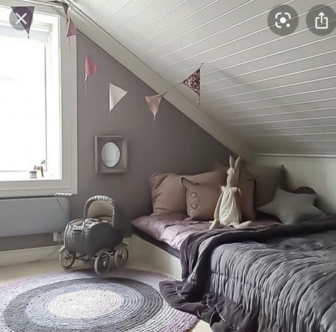 Attic Kids Bedroom, Kids Attic Bedrooms, Slanted Ceiling Bedroom, Attic Decor, Attic Renovation Ideas, Attic Loft, Small Attic, Attic Conversion, Attic Bedrooms