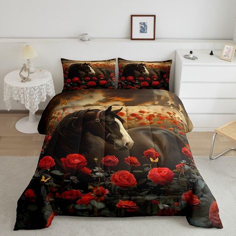 PRICES MAY VARY. Unique Designs: We use digital printing technology to create exquisite designs for our comforters; whether you're looking for modern geometric shapes, sports theme, western theme, or animal inspired designs, you will find a unique bedding set here Size: Twin size includes 1 comforter 68"x90", 1 pillowcase 20"x30"; full size includes 1 comforter 79"x90", 2 pillowcases 20"x30"; queen size includes 1 comforter 90"x90", 2 pillowcase 20"x30"; king size includes 1 comforter 104"x90", Pillow Shames, Bed Comforter Sets, Bilik Tidur, Pillowcase Pattern, Comforter Cover, Wild Animal, White Horse, Cotton Duvet, Comforter Set