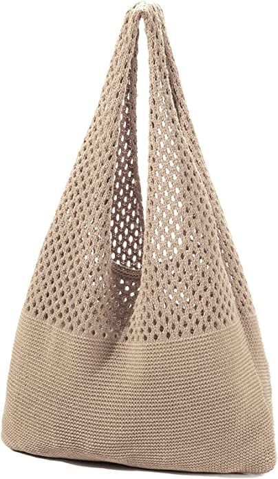 Mesh Woven Tote Bag Material: Summer beach bag is made by polyester. Lightweight, durable, exquisite workmanship, comfortable and easy to carry. The crocheted tote purse size: L*H=38cm*58cm=15"*22.8"(Height including handle). This over shoulder bag is enough space to hold your phone, snacks, magazine, wallet, cosmetic and so on, bring more convenience to your life. Beige Macrame Crochet Bag For Summer, Natural Macrame Crochet Summer Bag, Beige Macrame Crochet Summer Bag, Eco-friendly Macrame Shoulder Bag For Summer, Eco-friendly Macrame Crochet Bag For Summer, Fishing Net, Woven Tote Bag, Beach Essentials, Beach Tote