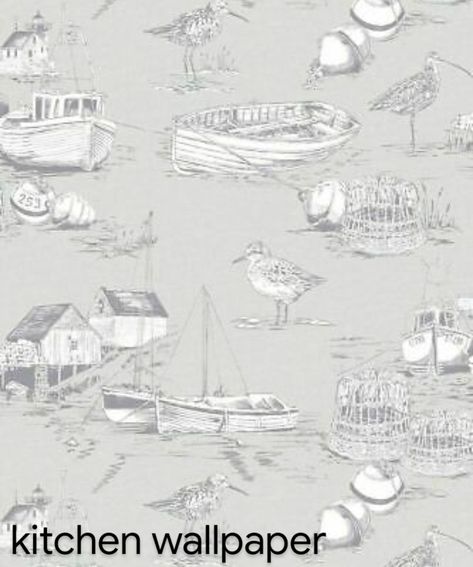 Grey Toile Wallpaper, Boats Wallpaper, Boat Wallpaper, Toile Wallpaper, Bay Boats, Toile Pattern, Bird Wallpaper, Wallpaper Direct, Paper Wallpaper