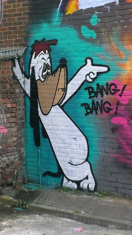 Cartoon Character, Graffiti, Building, Art