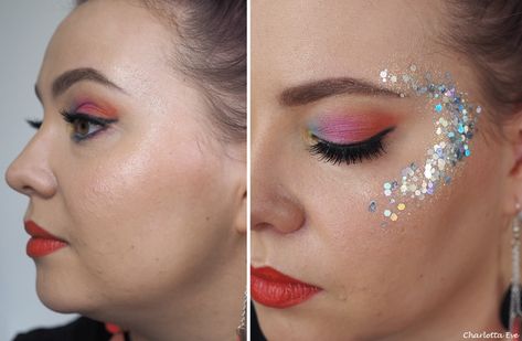 Glitter highlight #glittermakeup #glitterideas #glitternisti #glitterhighlight Simple Face Glitter Ideas, Festival Face Glitter Ideas, Easy Face Glitter Ideas, Cheer Glitter Face, Glitter Makeup Ideas, Festival Glitter Makeup, Glitter Body Art, Festival Makeup Rhinestones, Glitter Face Paint