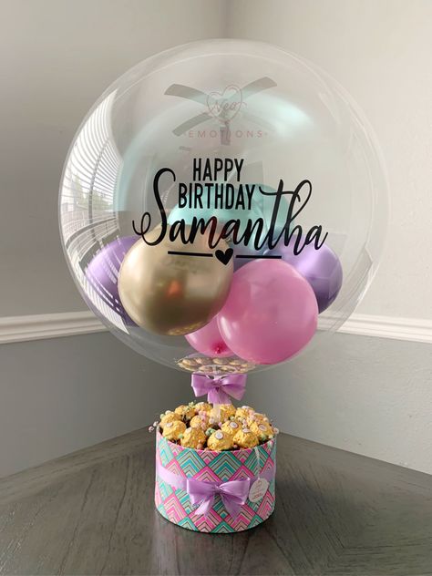 Personalized bubble balloon, colors of your choice. #globos #birthdaygirl #birthdaygiftideas #giftideas #giftsforher #balloons #balloongarland #balloondecor #giftsforcoworkers Bobo Balloons Ideas, Bubble Balloon Ideas, Bobo Balloon Ideas, Personalised Balloons, Balloon Colors, Bobo Balloon, Balloon Template, House Of Balloons, Balloon Box