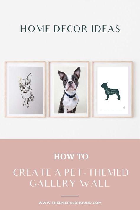 If you are anything like us, you love a good gallery wall! They are an amazing way to showcase your favorite art and pictures, add tons of intrigue to a space, and showcase your personality. So how about creating a pet-themed gallery wall? Follow the blog for tips on how to include your pets in this special gallery wall for your home! Pet Gallery Wall Ideas, Pet Gallery Wall, Pet Picture Wall Ideas, Dog Gallery Wall, Pet Puns, Themed Gallery Wall, Pet Wall Decor, Royal Pet Portrait, Gallery Wall Ideas