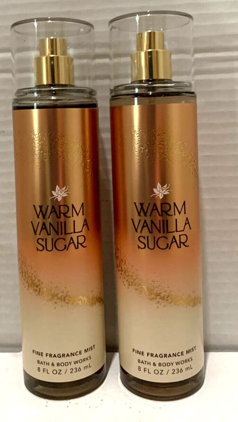 2x Bath & Body Works WARM VANILLA SUGAR Fine Fragrance Mist Body Spray Fragrance notes: intoxicating vanilla, white orchid, sparkling sugar  fresh jasmine and creamy sandalwood. Set of 2 Size: 8 fl oz/ 236ml each Brand New Without Box Lotion Organization, Vanilla Body Spray, Vanilla Smell, Warm Vanilla Sugar, Bath & Body Works, Bath N Body Works, Vanilla Perfume, Bath And Body Works Perfume, Fine Fragrance Mist