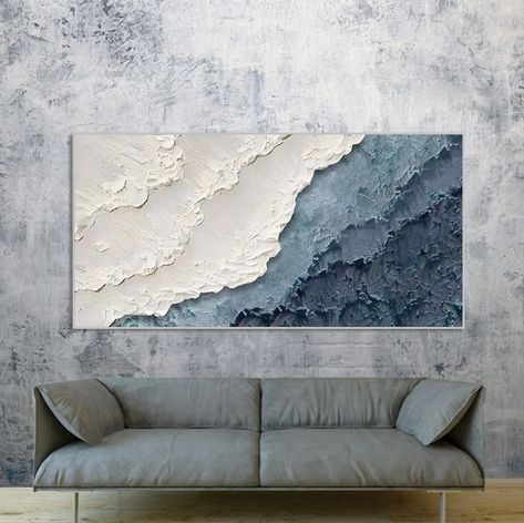 3D Textured Painting on Canvas Blue Ocean Minimalist Painting - Etsy Ocean Plaster Art, Textured Ocean Art, Sea Wave Painting, Ocean Minimalist, Textured Art Canvas, Blue Ocean Painting, Ocean Paintings On Canvas, Morden Art, Textured Acrylic Painting