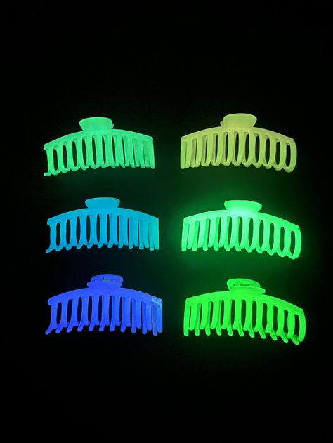 Multicolor Casual Collar  ABS Plain Large Hair Claw Embellished   Women Accessories Glow In The Dark Hair, Electronic Candles, Hair Claws, Mushroom Lamp, Hair Breakage, Crystal Lamp, Red Green Yellow, Hair Claws & Clips, Hello There