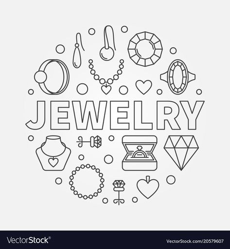 Jewelry Illustration Design, Earrings Drawing, Round Illustration, Jewelry Logo Ideas, Hub Logo, Jewelry Business Card, Tato Dada, Jewel Drawing, Business Card Logo Design