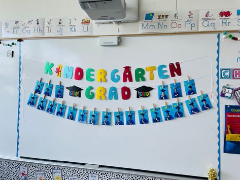 This was the perfect banner to help display our class’s cap and gown photos for Kindergarten Graduation! Each student’s photo was taken a couple days prior to graduation and I printed them at CVS. It was a perfect keepsake for parents 🥰 click to grab the banner!! Preschool Graduation Decorations, Kindergarten Graduation Decorations, Triangle Flag Banner, Graduation Garland, Kindergarten Graduation Party, Cap And Gown Photos, Triangle Flag, Grad Banner, Decorations For Party