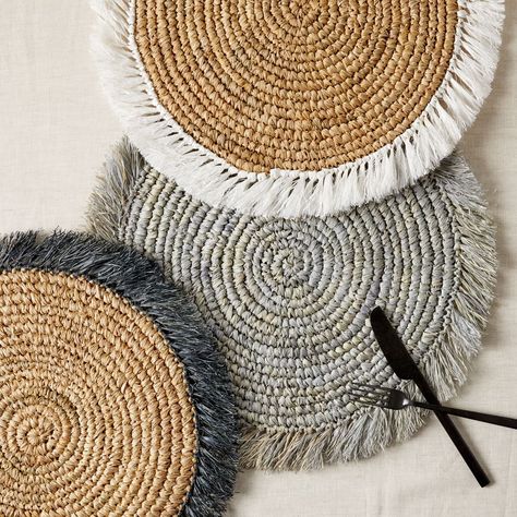 Woven Rattan Placemats Woven Placemats, Diy Mask, Monogrammed Items, Crochet Home, West Elm, Macrame Wall, Macrame Wall Hanging, Placemats, Hand Weaving