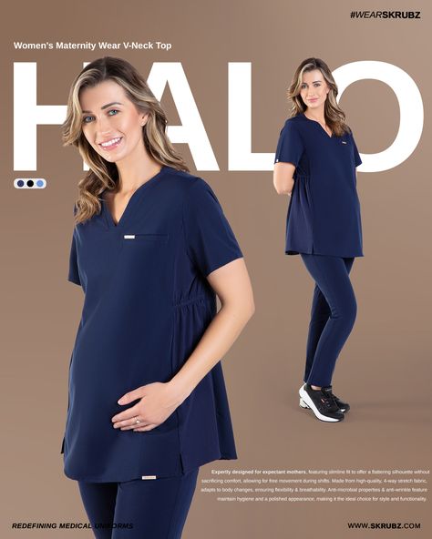 HALO Women’s Maternity Wear V-Neck Top Availabe in Navy, Balck & Sky Blue skrubz | Redefining Medical Uniforms Our scrubs feature 4-way stretch, anti-microbial, anti-wrinkle, breathable fabric, ensuring quality, comfort and style for health care professionals. SHOP NOW https://skrubz.com/shop/halo-womens-maternity-wear-v-neck-top #Skrubz #medicalUniform #aesthetic #surgeon #therapists #doctor #nurse #dentist #vets #Scrubs #dentalshow #futureofdentistry #vetnurses #nursingstudent #doctorblog... Medicine Clothes, Aesthetic Surgeon, Maternity Scrub Top, Medical Scrubs Fashion, Health Care Professionals, Medical Uniforms, Medical Scrubs, Womens Maternity, 4 Way Stretch Fabric