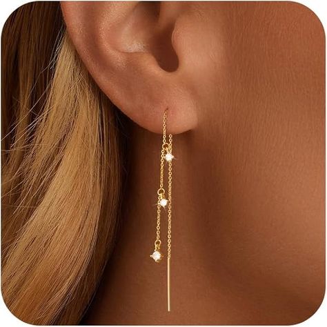 Amazon.com: NECOCY Dangle Gold Earrings for Women Dangling Dangly Long Hanging 14K Gold Chain Earrings Trendy Drop Bride Piercing Threader Earring Dainty Accessories Hypoallergenic Zirconia CZ Jewelry for Women : Clothing, Shoes & Jewelry Minimalist Dangling Earrings, Long Dangly Gold Earrings, Dangling Gold Earrings, Dangly Earrings Gold, Long Dangly Earrings, Gold Prom Jewelry Earrings, Dainty Jewelry Earrings, Gold Dangly Earrings, Prom Jewelry Gold