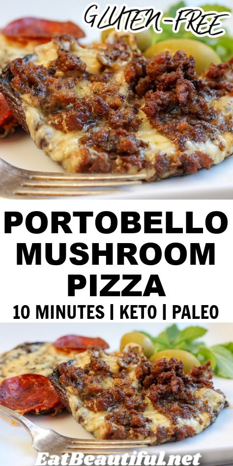 Portobello Mushroom Pizzas are just as delicious as regular pizza, but more satisfying and healthier. Enjoy this wholesome "veggie crust" that's Gluten-free, Paleo or Primal, Keto and GAPS legal. 10 minutes of prep time! | portobello | mushroom | pizza | gluten free | keto Portobello Mushroom Pizza, Homemade Aioli, Eat Beautiful, Paleo Pizza, Beautiful Recipes, Paleo Meal Prep, Cheese Alternatives, Aip Paleo Recipes, Easy Tomato Sauce