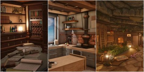 Final Fantasy XIV Interview: HGXIV Housing Design Team Dining Room Lighting Farmhouse, Ffxiv Housing Ideas Large, Ffxiv Housing, Ffxiv Library Housing, Ffxiv Housing Tavern, Ffxiv Housing Thavnair, Enclosed Staircase, Academia House, Fake Walls