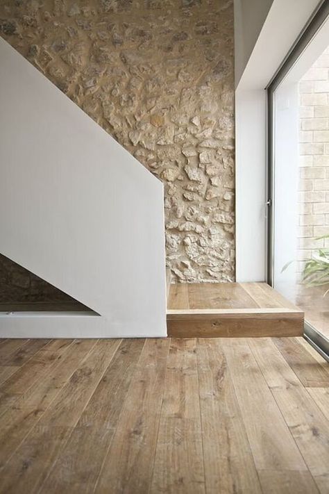 Modern Wall Texture, Wood Interior Walls, Poltrona Design, Wood Floor Texture, Rustic Stairs, Stone Walls Interior, Interior Wall Colors, Rustic Wood Floors, Rustic Living Room Furniture