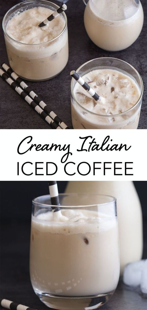 Creamy Iced Coffee, Homemade Coffee Drinks, Homemade Iced Coffee, Cold Coffee Recipes, Iced Coffee Drinks, Creamy Coffee, Homemade Coffee, Italian Ice, Coffee Drink Recipes