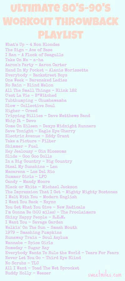 Ultimate 80's-90's Workout Throwback Playlist. Throwback Playlist, Workout Playlists, 90s Running, Running Playlist, Song Lists, Ace Of Base, Workout Songs, Playlist Ideas, Dj Songs