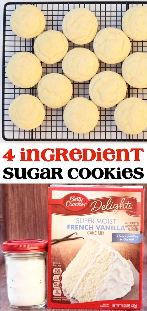 Vanilla Sugar Cookie Recipe, Crowd Desserts, Vanilla Sugar Cookies, French Vanilla Cake, Cake Mixes, Cake Mix Cookie Recipes, Vanilla Sugar Cookie, Vanilla Cake Mixes, Vanilla Cookies