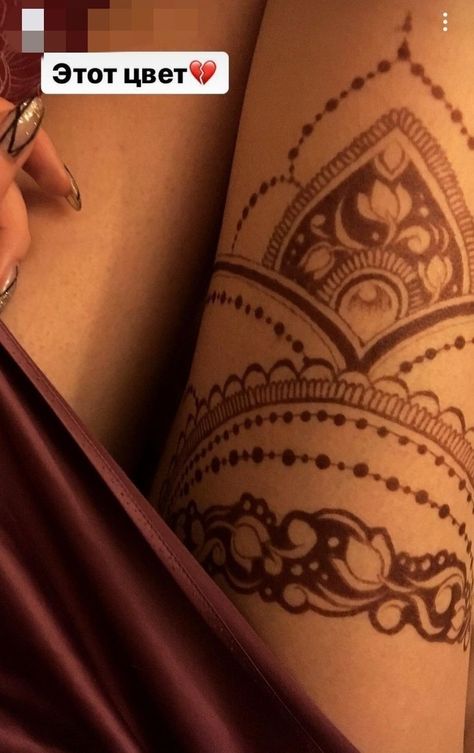 Knee Henna Tattoo, Henna Design Thigh, Henna Thigh Designs Easy, Leg Henna Thigh Easy, Henna Leg Tattoo Designs, Henna Designs On Leg, Thigh Henna Simple, Thigh Mehndi Design, Henna Tattoo Leg