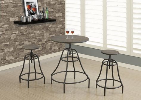 Bar Metal, 3 Piece Dining Set, Pub Set, Bamboo Table, Pub Table Sets, Patio Bar Set, Table Haute, Adjustable Height Table, Adjustable Table