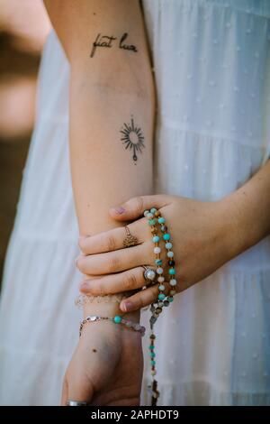 Jesus Tattoos High Resolution Stock Photography and Images - Alamy Dainty Catholic Tattoos, Marian Tattoos Catholic, Holy Spirit Tattoos For Women, Totus Tuus Tattoo, Monstrance Tattoo, Eucharist Tattoo, Miraculous Medal Tattoo, Tattoo Catholic, Catholic Tattoos For Women