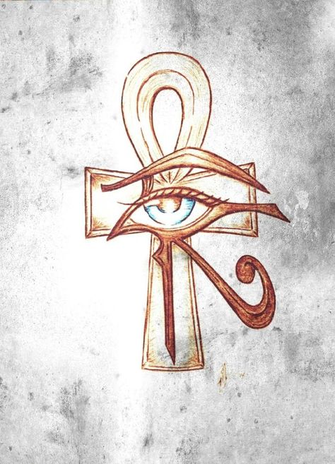 Ankh Cross Tattoo, Ankh Tattoo Women, Ankh And Eye Of Horus, Tattoo Therapy, Egyptian Eye Tattoos, Ankh Tattoo, Horus Tattoo, Karma Tattoo, Egyptian Tattoo Sleeve