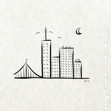 A Big City Schene City Skyline Drawing Easy, City Doodles Simple, Simple City Sketch, City Simple Drawing, Small City Drawing, Mini City Drawing, City Outline Drawing, Nyc Drawing Simple, City Scape Drawing Easy