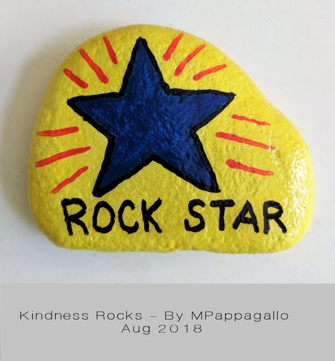 Star Painted Rock - Aug 2018 Easy Rock Painting, Inspirational Rocks, Rock Painting Ideas, Art Time, Stone Art Painting, Painted Rocks Kids, Painted Rocks Craft, Painted Rocks Diy, Rock Painting Ideas Easy