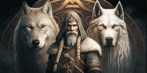 What Are The Names Of Odin’s Wolves? Odin Wolves, Norse Mythology Names, Odin Art, Wisdom Poetry, Odin Allfather, Geri And Freki, Norse God Odin, Odin Norse Mythology, Norse Wolf