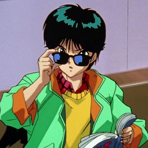 90s anime aesthetic Yusuke Urameshi, 90s Anime, An Anime, Anime Character, Sunglasses, Reading, Anime