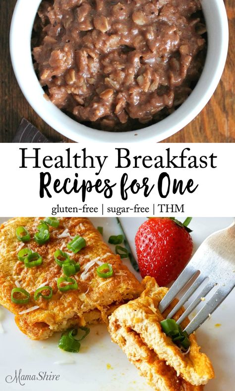 Healthy Breakfast Recipes for One - A delicious variety of breakfast recipes for one on plan with Trim Healthy Mama. #glutenfree #trimhealthymama #breakfastrecipes #recipesforone #healthyrecipes Breakfast Recipes For One, Trim Healthy Mama Breakfast, Healthy Dinner For One, Recipe For One, Recipes For One, Trim Healthy Mama Recipes, Dinner For One, Healthy Meals For One, Thm Recipes