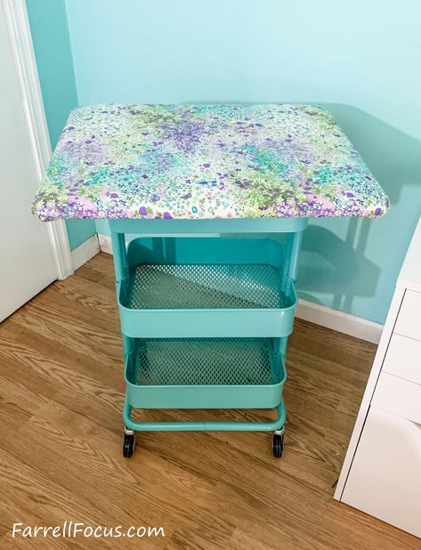 DIY MAKE YOUR OWN MINI IRONING BOARD CUTE | Farrell Focus Diy Ironing Board, Mini Ironing Board, Sewing Nook, Sewing Station, Craft Cart, Sewing Room Storage, Sewing Room Design, Back Deck Decorating, Small Deck Decorating Ideas