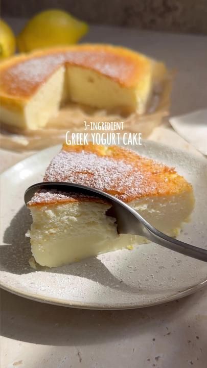 Truffleandegg on TikTok Cake Without Milk, Cake With Yogurt, Greek Yogurt Cake, 3 Ingredient Cakes, Condensed Milk Cake, Cloud Cake, Milk Cake, Slice Of Heaven, Yogurt Cake