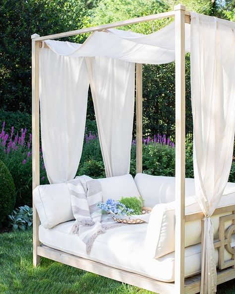 Marie Flanigan Interiors on Instagram: ““Nature always wears the colors of the spirit.” - Ralph Waldo Emerson // #MFIMoments #TheBeautyofHome” Outside Daybed, Marie Flanigan Interiors, Porch Bed, Marie Flanigan, Outdoor Furniture Decor, Outdoor Daybed, Outside Living, Backyard Inspo, Ralph Waldo Emerson