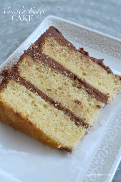 Vanila Fudge Cake – Sweet Baked Life Vanilla Cake Frosting, Hazelnut Ganache, Ganache Buttercream, Pink Lemonade Cake, Chocolate Fudge Cake Recipe, Pink Lemonade Recipes, Fudge Cake Recipe, Vanilla Fudge, Hazelnut Cake