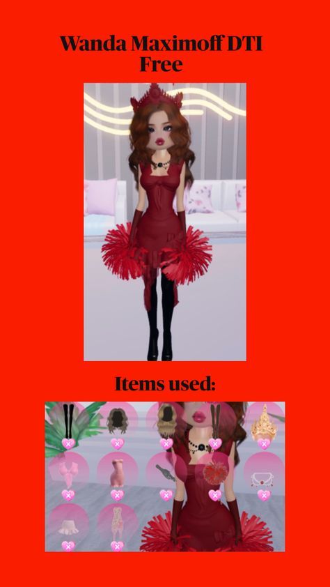 DTI Wanda Maximoff Outfit, Wanda Maximoff, Free Items, Costume Party, Dress To Impress, For Free