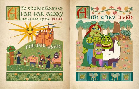 Tumblr Stickers, Fairy Tale Books, Halloween Fonts, Fairytale Illustration, Fairy Tale Characters, Dreamworks Animation, Art Party, Medieval Art, Shrek