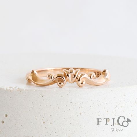 Meet the newest member of the FTJCo family...! Her name is Calandra, and she features curling flourishes and a tulip-inspired floral motif. The irregular profile of this Rococo-inspired band stacks well with a range of different engagement ring styles, including some of our low-set rings. If you're shopping for a wedding band or an anniversary band (😉) you should definitely come try on the Calandra with your existing rings! This one, made in rose gold, is available to purchase, and of course ... Different Engagement Rings, Ring Styles, Engagement Ring Styles, Anniversary Bands, Rococo, Try On, Floral Motif, Ring Sets, Wedding Band