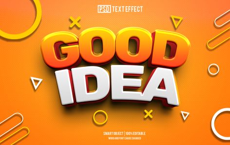 good idea text effect, font editable, typography, 3d text Menu Flyer, 3d Image, 3d Text Effect, Logo Psd, Creative Background, 3d Text, Powerpoint Word, Flyer Design Templates, Business Card Maker