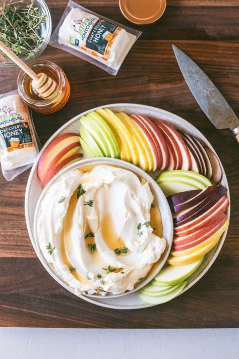 Honey Whipped Goat Cheese, Whipped Goat Cheese, Honey Recipes, Rosh Hashanah, Apple Slices, Goat Cheese, Appetizer Snacks, Charcuterie Board, Good Eats